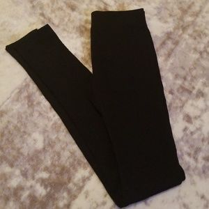Black Textured Fleece Lined Tights